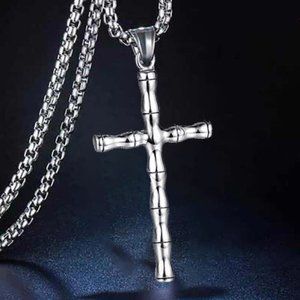 ❤️Fashionable Bamboo Cross Christian Pendant Necklace for women/men,N90201P196